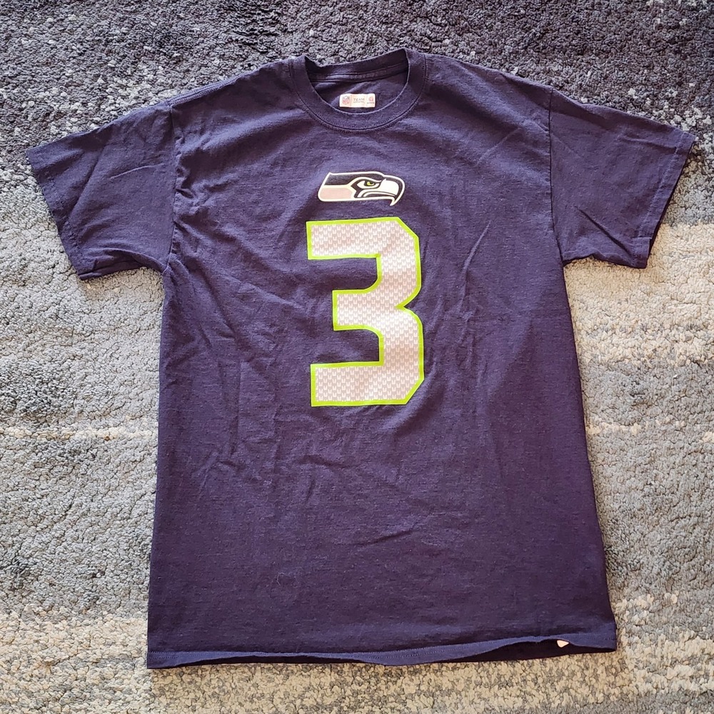 Russell Wilson Shirt Mens Medium Blue Seattle Seahawks Football NFL Team Apparel